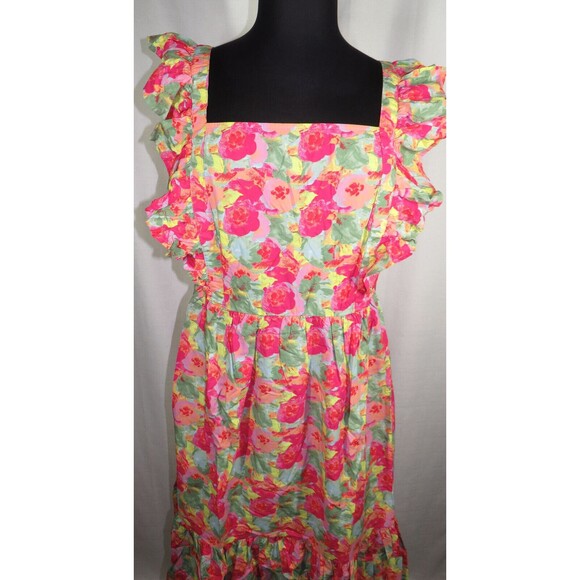 Peyton & Parker Bright Floral Ruffled Smocked Tie Back Maxi Dress Plus 3X - Picture 6 of 12